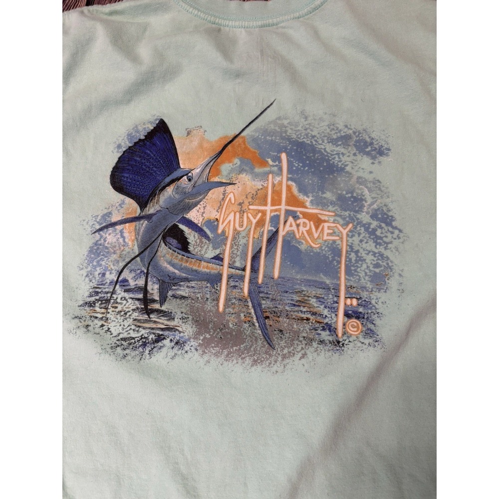 Guy Harvey Mens T-Shirt S Light Green Marlin Graphic Short Sleeve Casual Cotton - Picture 15 of 16